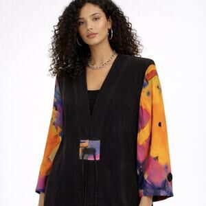NWT Vintage 80s Sharon Anthony Kimono Jacket Structured Shoulder Art Sleeve OS